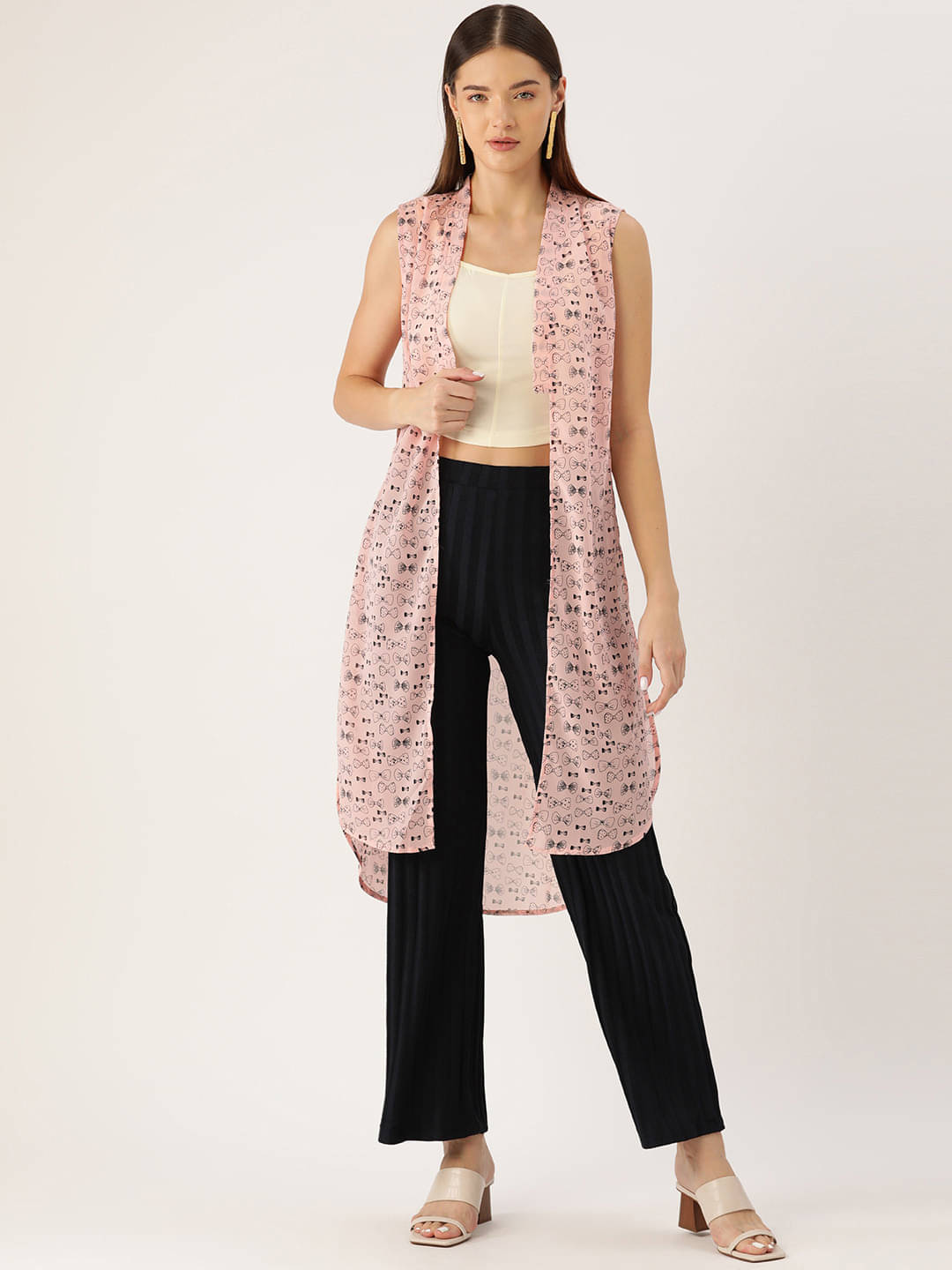     			Rue Collection Women Polyester Blend Printed Long Shrug ( Pink )