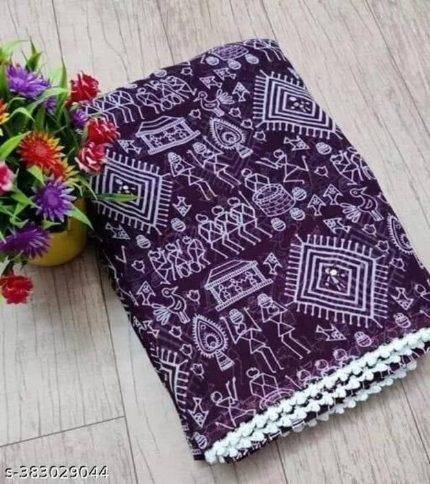     			SAREEYA16 Chiffon Printed Regular Saree With Unstitched Blouse Piece ( Purple )