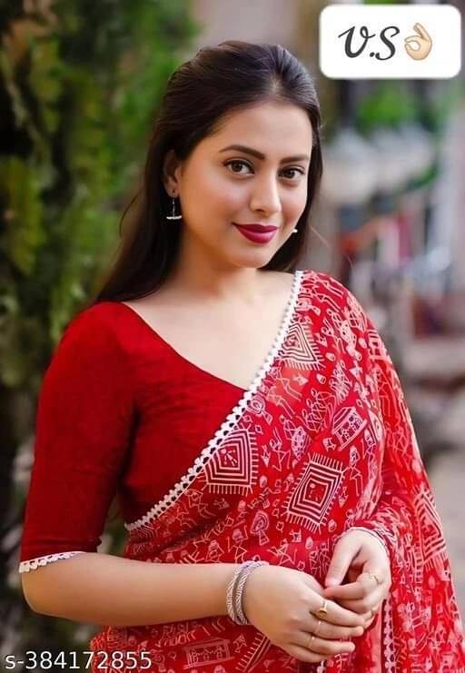 SAREEYA16 Chiffon Printed Regular Saree With Unstitched Blouse Piece ( Red ) SAREEYA16 Chiffon Printed Regular Saree With Unstitched Blouse Piece ( Red )