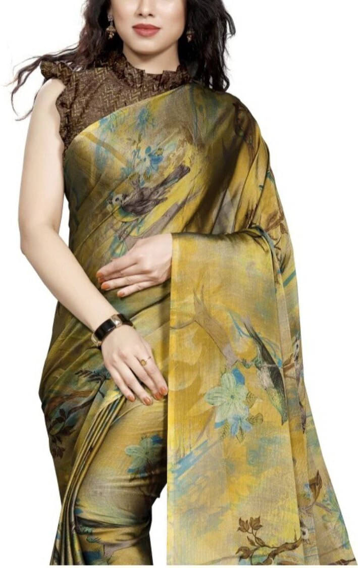     			SAREEYA16 Chiffon Printed Regular Saree With Unstitched Blouse Piece ( Multicolor )