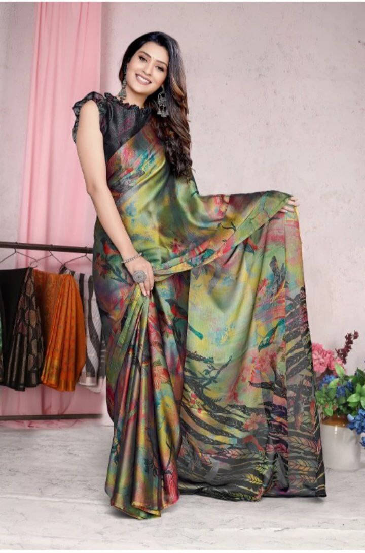 SAREEYA16 Chiffon Printed Regular Saree With Unstitched Blouse Piece ( Multicolor ) SAREEYA16 Chiffon Printed Regular Saree With Unstitched Blouse Piece ( Multicolor )