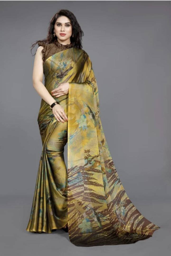     			SAREEYA16 Chiffon Printed Regular Saree With Unstitched Blouse Piece ( Multicolor )