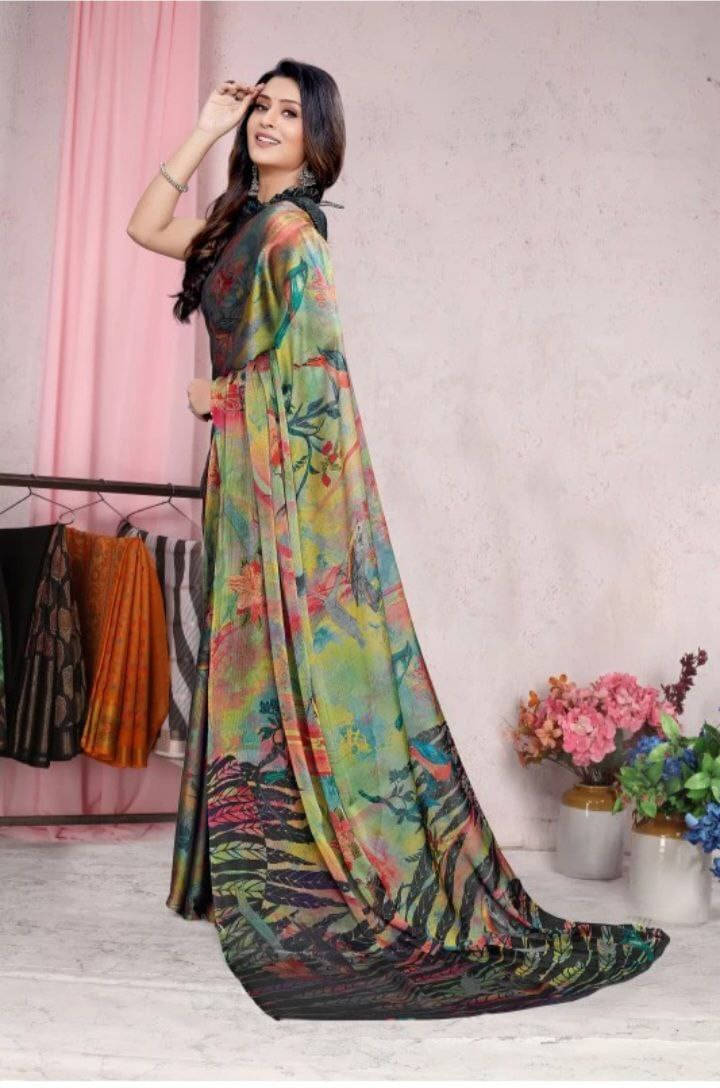 SAREEYA16 Chiffon Printed Regular Saree With Unstitched Blouse Piece ( Multicolor ) SAREEYA16 Chiffon Printed Regular Saree With Unstitched Blouse Piece ( Multicolor )