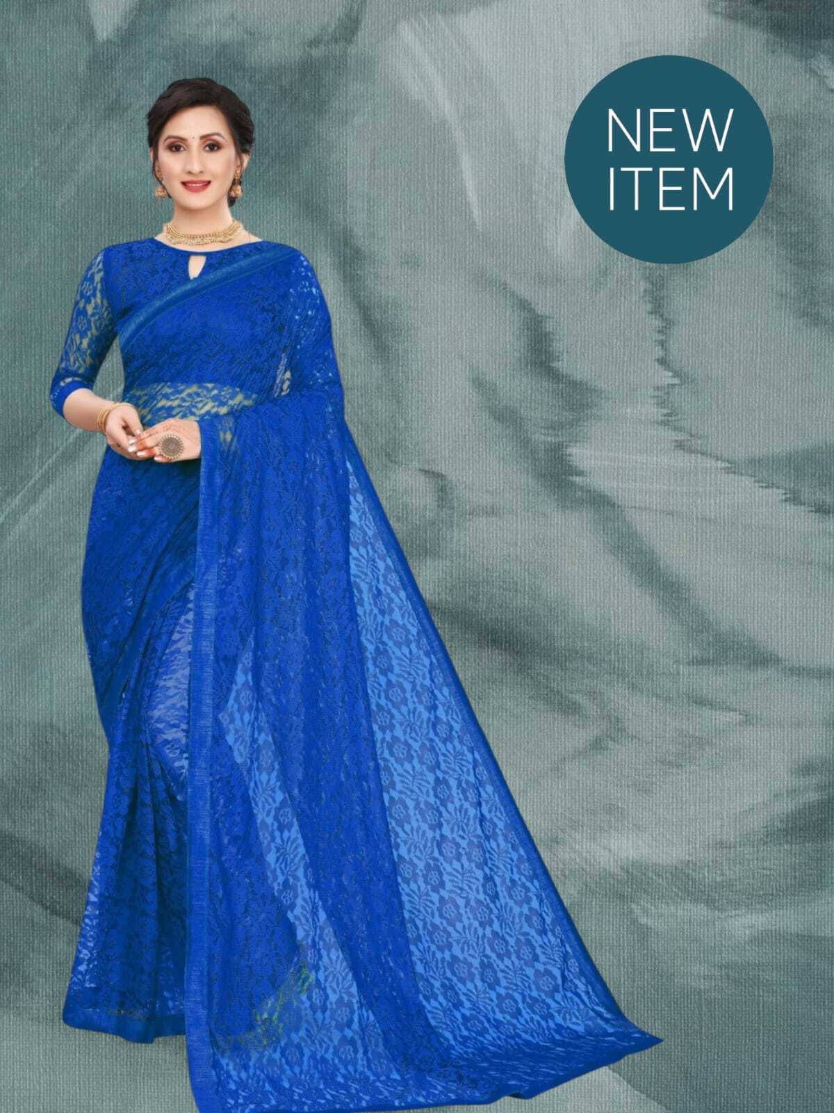     			SAREEYA16 Cotton Blend Printed Regular Saree With Unstitched Blouse Piece ( Navy Blue )