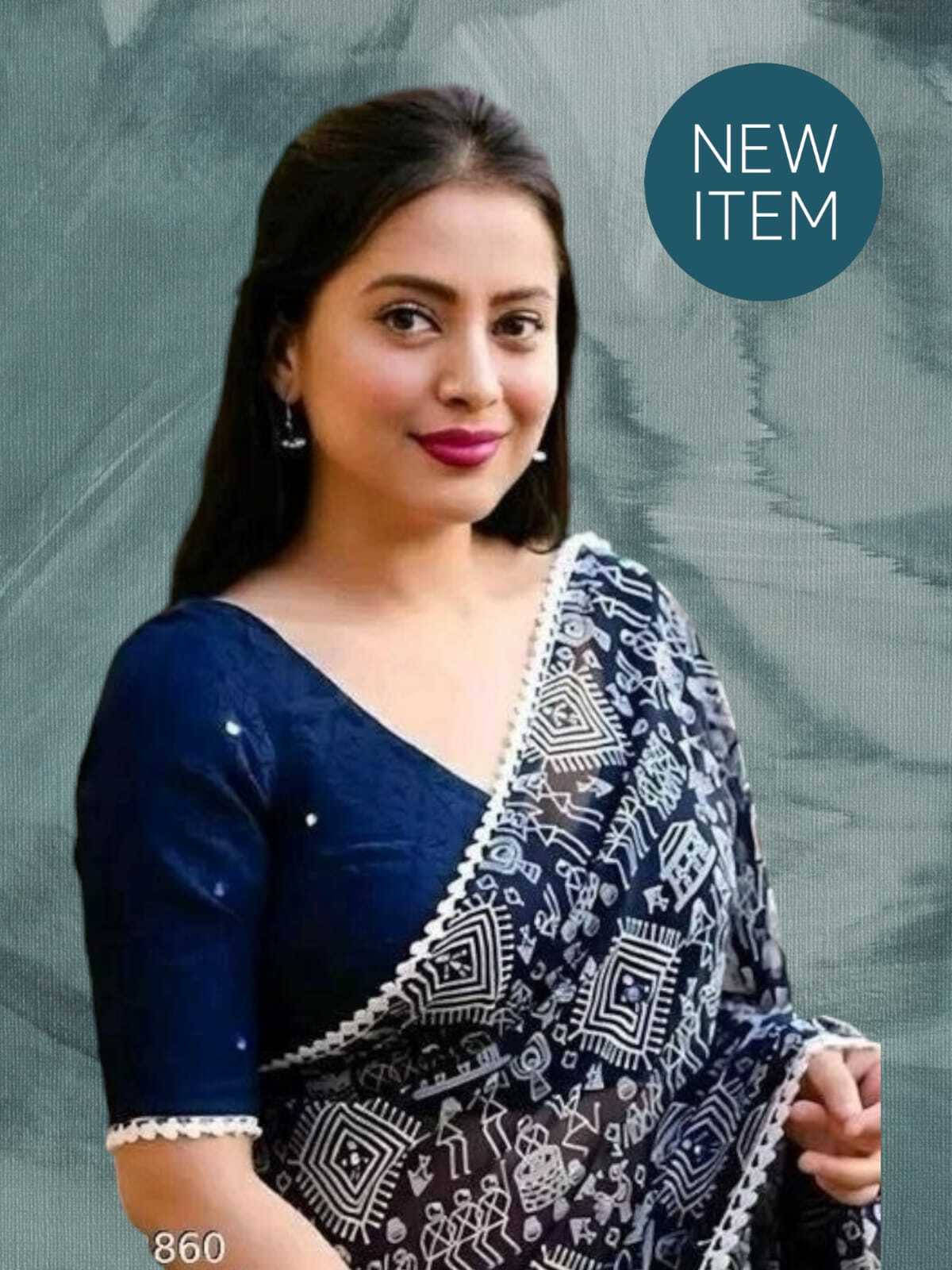 SAREEYA16 Cotton Blend Printed Regular Saree With Unstitched Blouse Piece ( Navy Blue ) SAREEYA16 Cotton Blend Printed Regular Saree With Unstitched Blouse Piece ( Navy Blue )