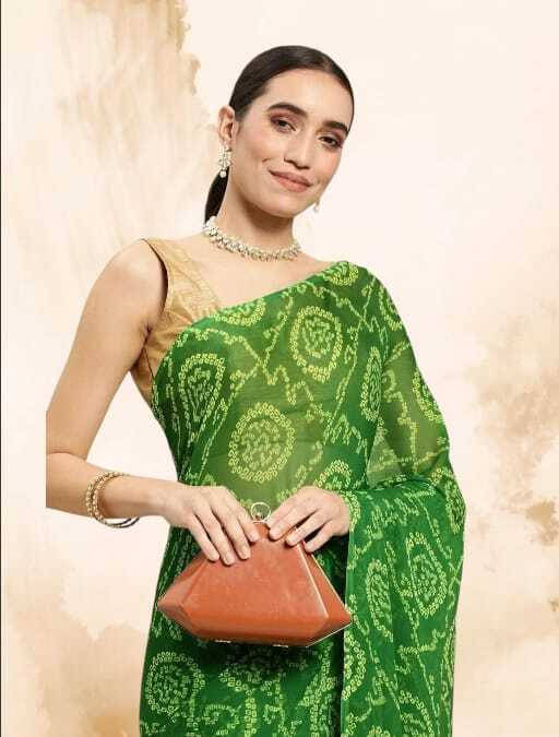 SAREEYA16 Cotton Blend Printed Regular Saree With Unstitched Blouse Piece ( Green ) SAREEYA16 Cotton Blend Printed Regular Saree With Unstitched Blouse Piece ( Green )