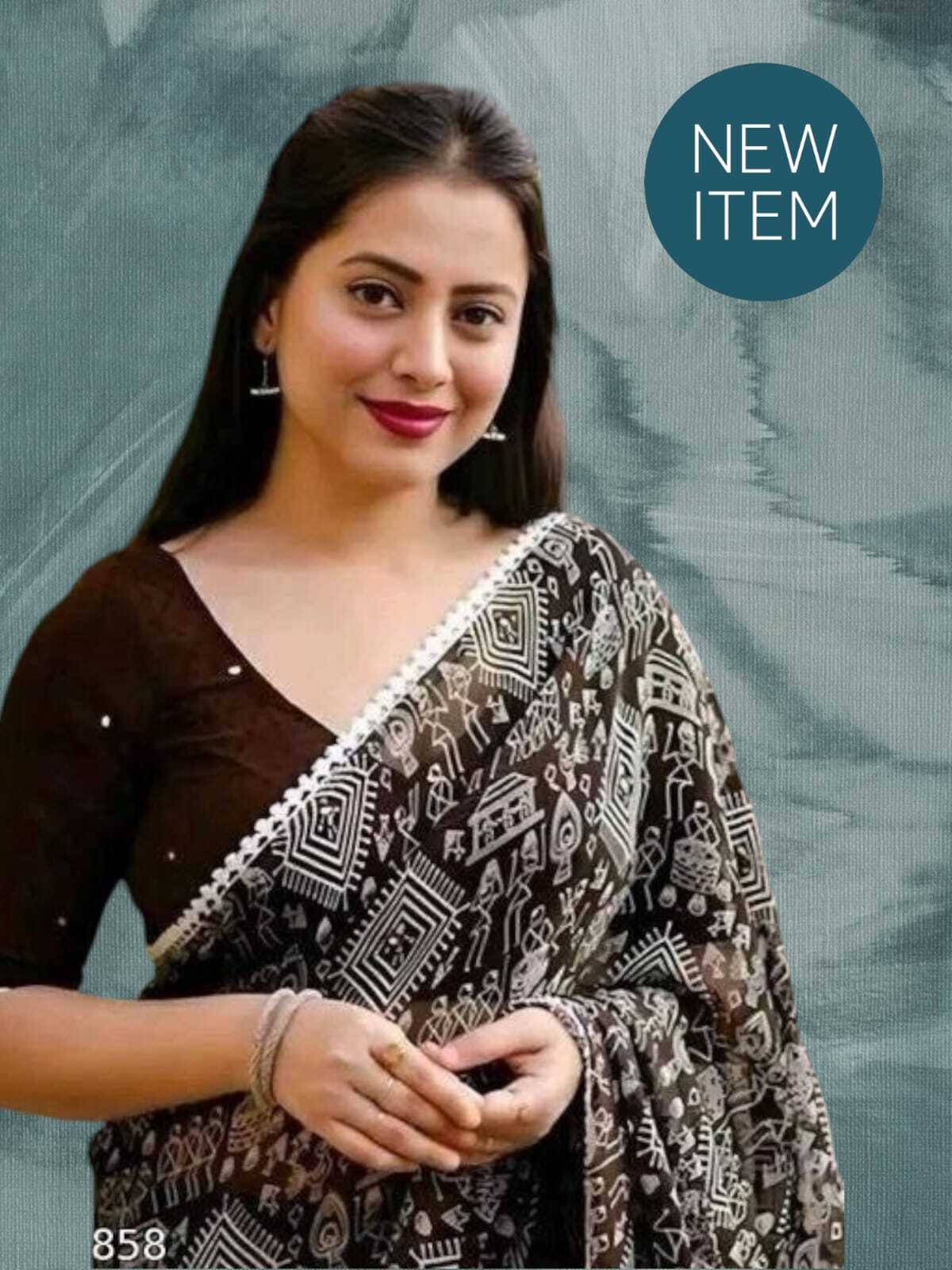     			SAREEYA16 Cotton Blend Printed Regular Saree With Unstitched Blouse Piece ( Brown )