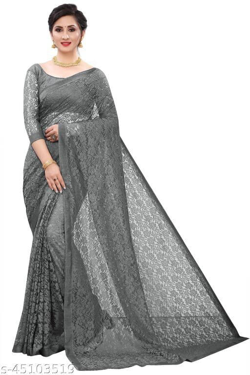     			SAREEYA16 Cotton Blend Printed Regular Saree With Unstitched Blouse Piece ( Grey )