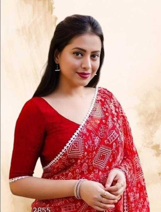     			SAREEYA16 Cotton Blend Printed Regular Saree With Unstitched Blouse Piece ( Red )