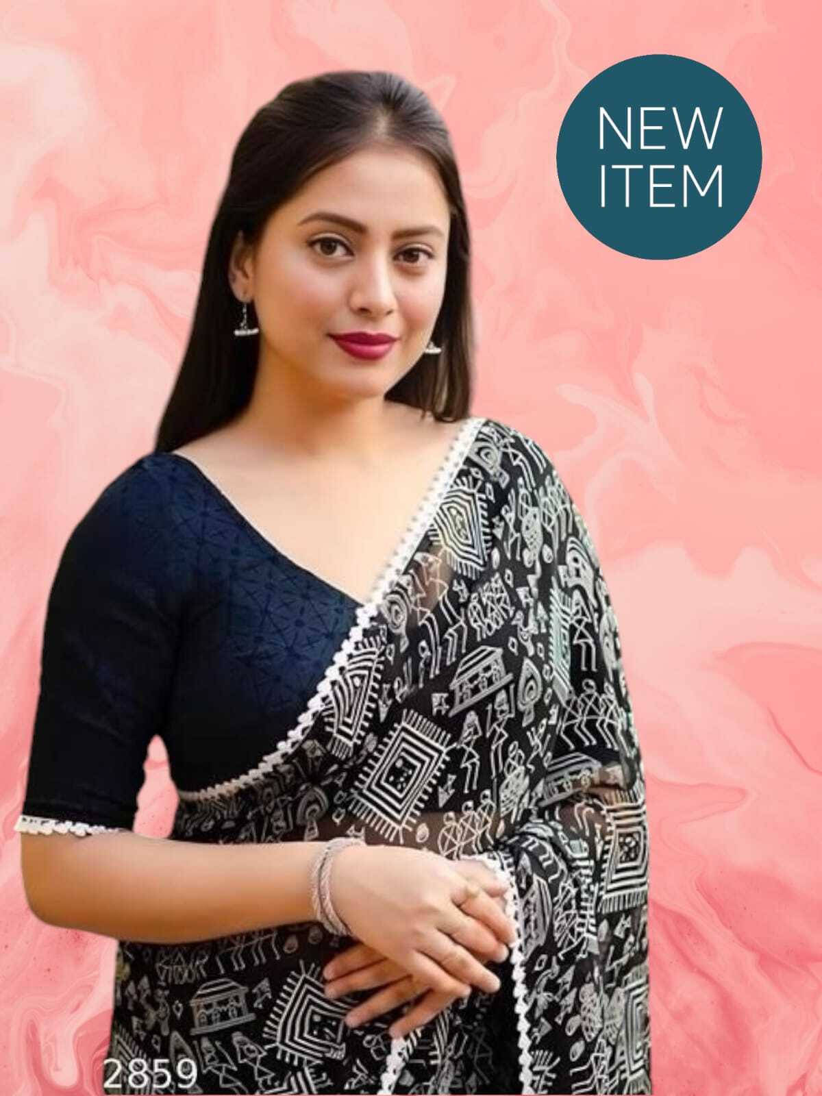     			SAREEYA16 Cotton Blend Printed Regular Saree With Unstitched Blouse Piece ( Black )