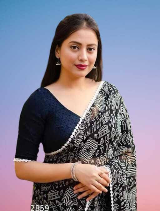     			SAREEYA16 Cotton Blend Printed Regular Saree With Unstitched Blouse Piece ( Black )