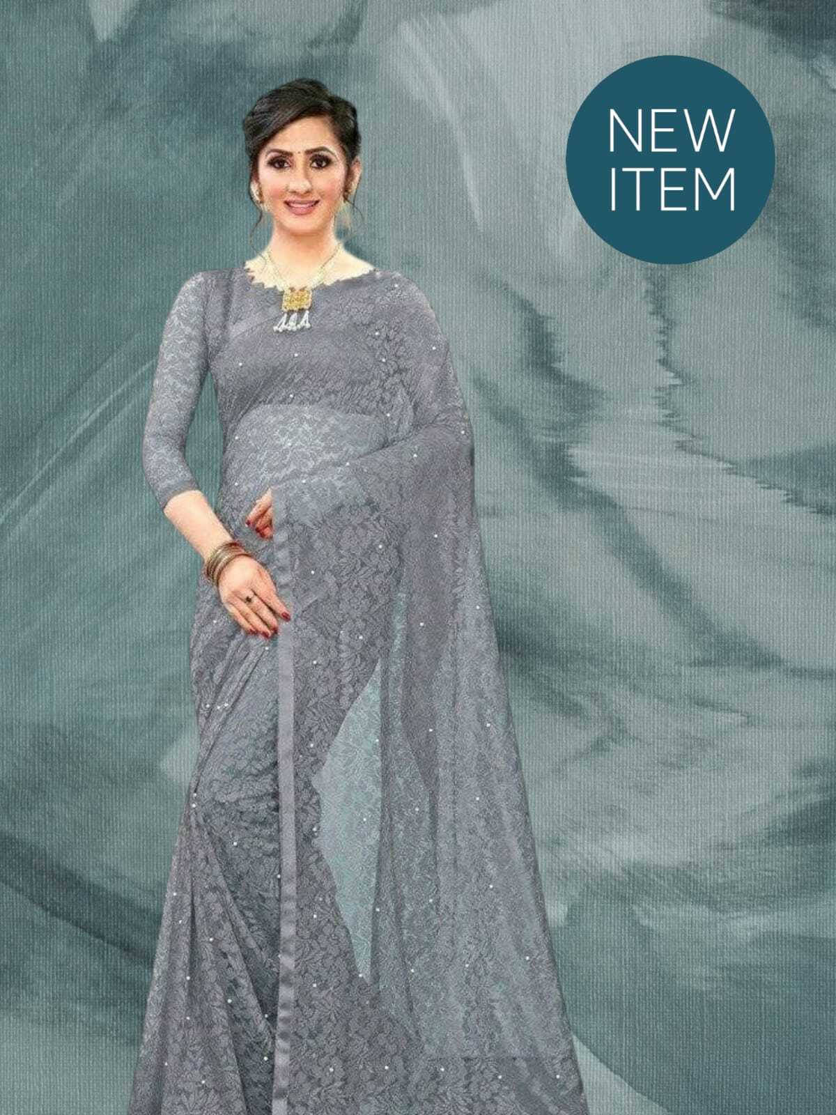     			SAREEYA16 Cotton Blend Printed Regular Saree With Unstitched Blouse Piece ( Grey )