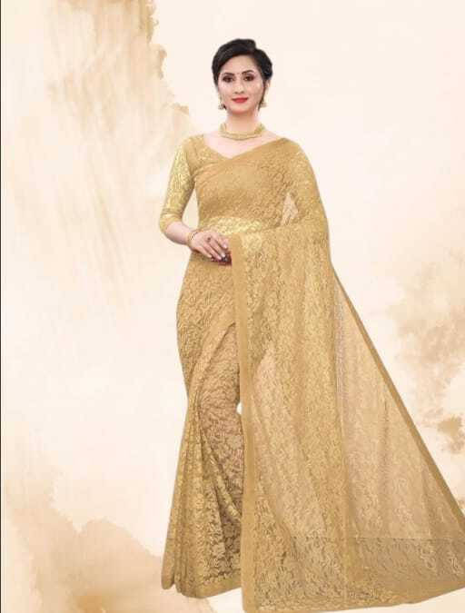 SAREEYA16 Cotton Blend Printed Regular Saree With Unstitched Blouse Piece ( Gold ) SAREEYA16 Cotton Blend Printed Regular Saree With Unstitched Blouse Piece ( Gold )