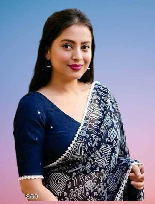 SAREEYA16 Cotton Blend Printed Regular Saree With Unstitched Blouse Piece ( Navy Blue ) SAREEYA16 Cotton Blend Printed Regular Saree With Unstitched Blouse Piece ( Navy Blue )