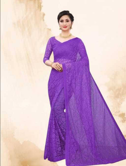     			SAREEYA16 Cotton Blend Printed Regular Saree With Unstitched Blouse Piece ( Purple )