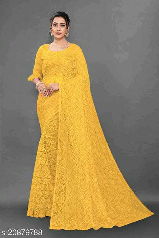     			SAREEYA16 Cotton Blend Self Design Regular Saree With Unstitched Blouse Piece ( Yellow )