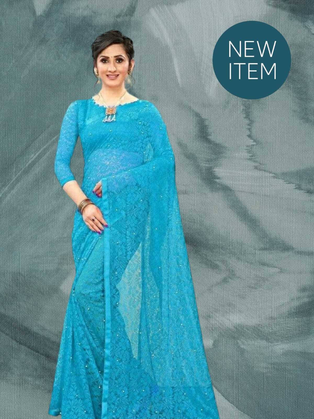     			SAREEYA16 Cotton Blend Self Design Regular Saree With Unstitched Blouse Piece ( Light Blue )