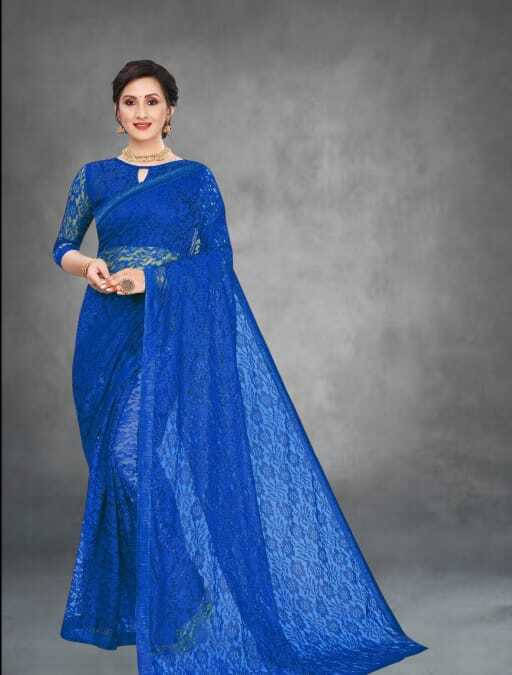     			SAREEYA16 Cotton Blend Self Design Regular Saree With Unstitched Blouse Piece ( Navy Blue )