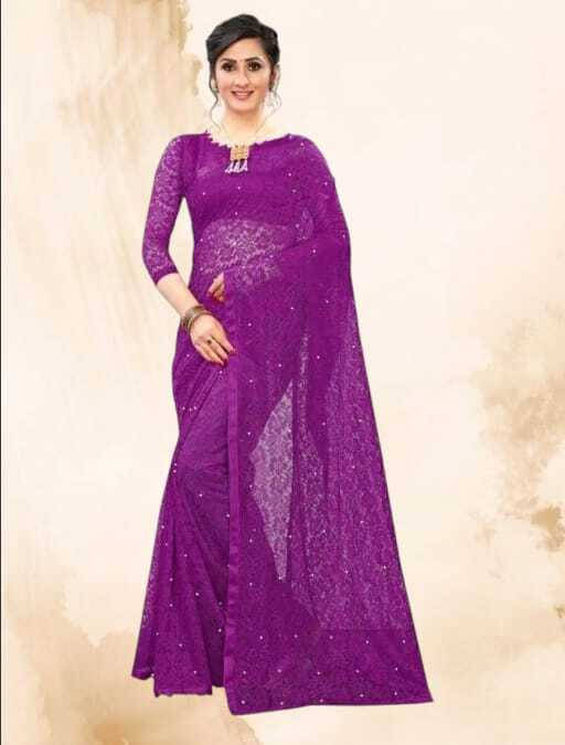 SAREEYA16 Cotton Blend Self Design Regular Saree With Unstitched Blouse Piece ( Purple ) SAREEYA16 Cotton Blend Self Design Regular Saree With Unstitched Blouse Piece ( Purple )