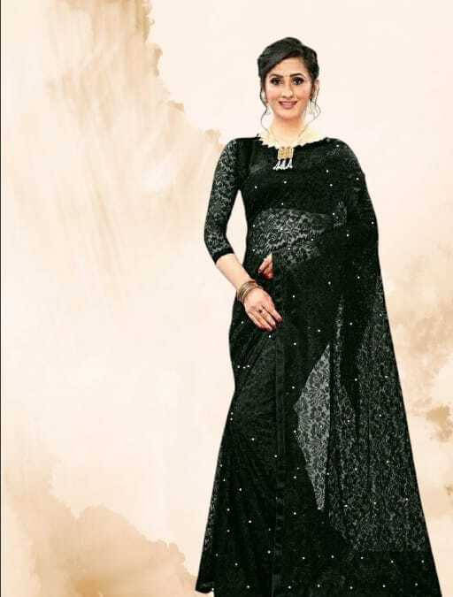     			SAREEYA16 Cotton Blend Self Design Regular Saree With Unstitched Blouse Piece ( Black )