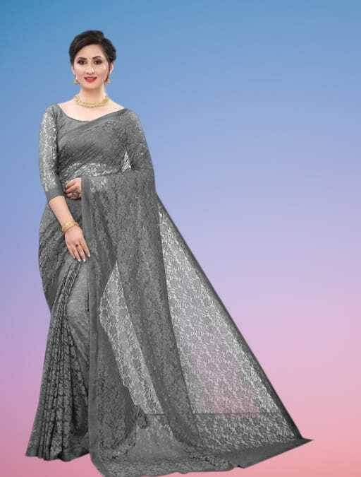     			SAREEYA16 Cotton Blend Self Design Regular Saree With Unstitched Blouse Piece ( Grey )