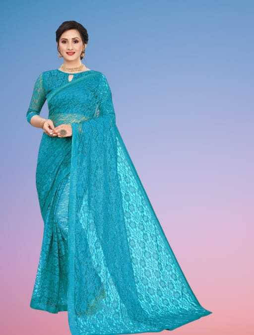    			SAREEYA16 Cotton Blend Self Design Regular Saree With Unstitched Blouse Piece ( Light Blue )