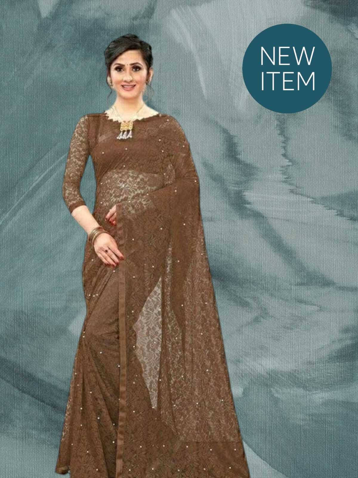     			SAREEYA16 Cotton Blend Self Design Regular Saree With Unstitched Blouse Piece ( Brown )