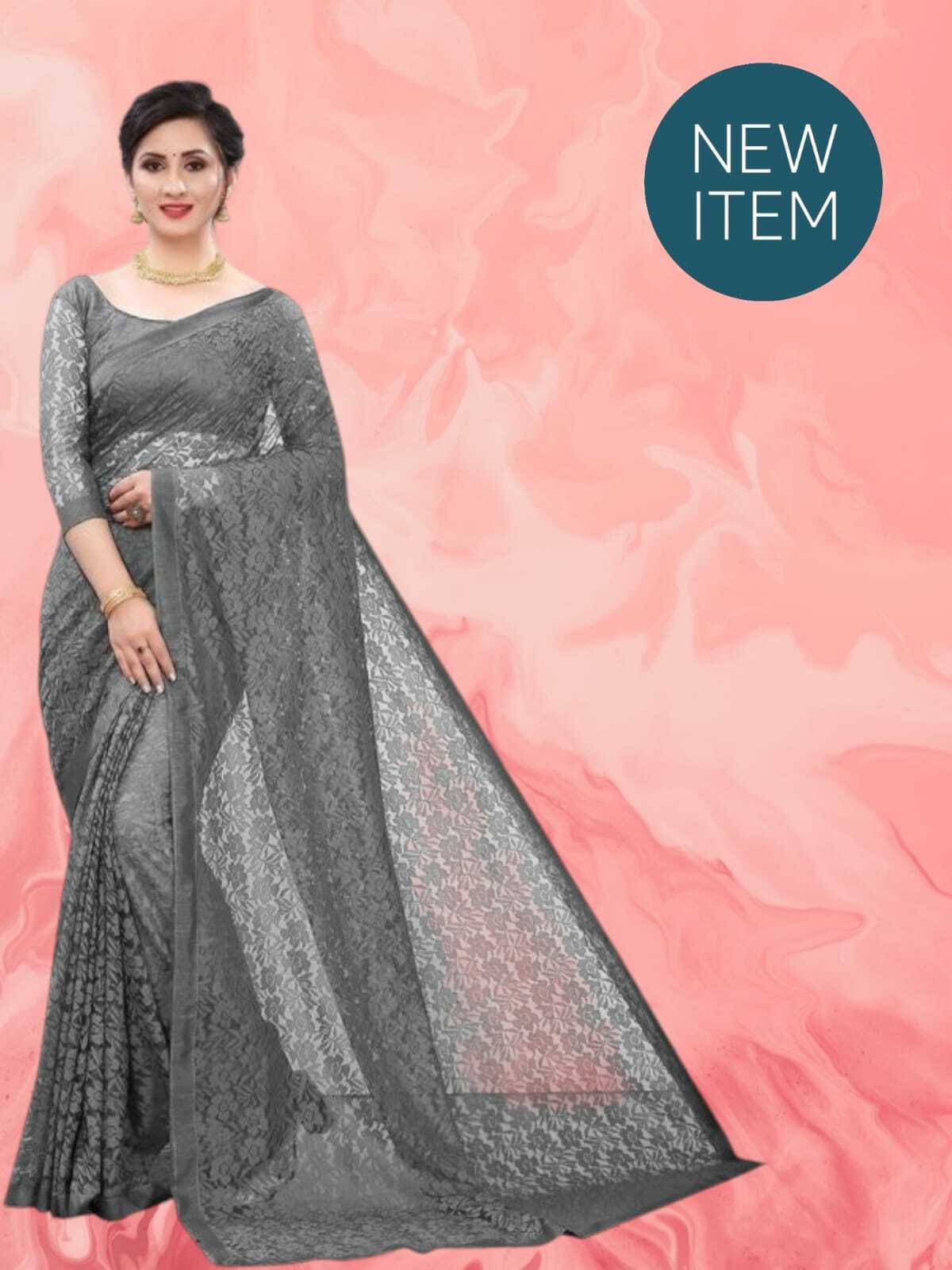     			SAREEYA16 Cotton Blend Self Design Regular Saree With Unstitched Blouse Piece ( Grey )