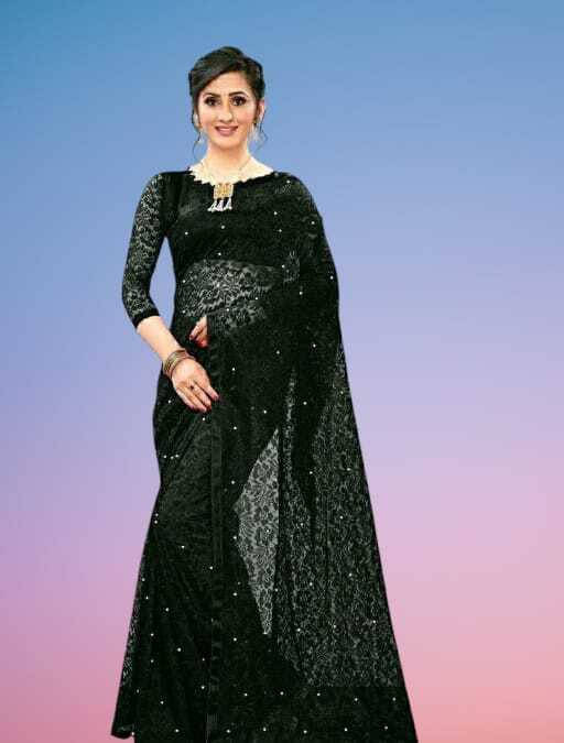 SAREEYA16 Cotton Blend Self Design Regular Saree With Unstitched Blouse Piece ( Black ) SAREEYA16 Cotton Blend Self Design Regular Saree With Unstitched Blouse Piece ( Black )