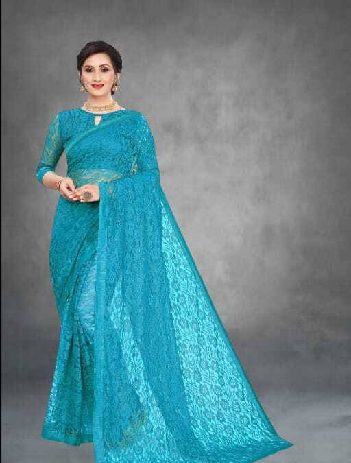     			SAREEYA16 Cotton Blend Self Design Regular Saree With Unstitched Blouse Piece ( Light Blue )
