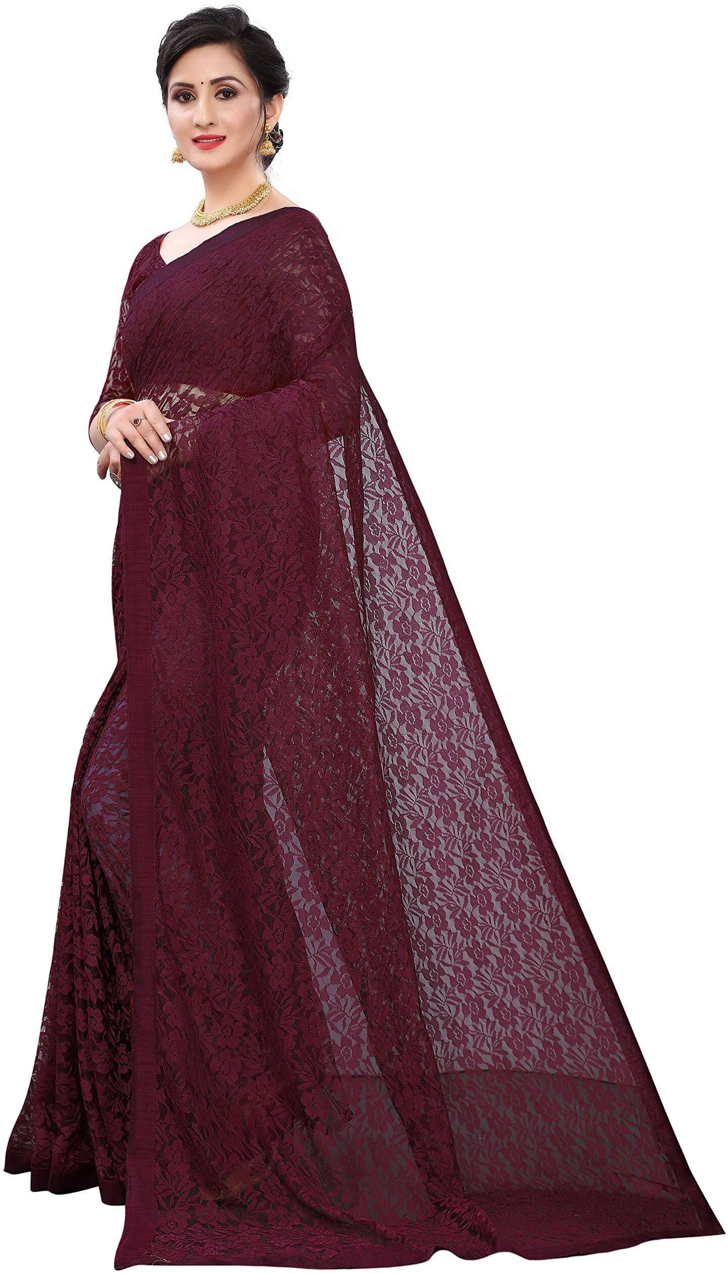 SAREEYA16 Cotton Blend Self Design Regular Saree With Unstitched Blouse Piece ( Maroon ) SAREEYA16 Cotton Blend Self Design Regular Saree With Unstitched Blouse Piece ( Maroon )