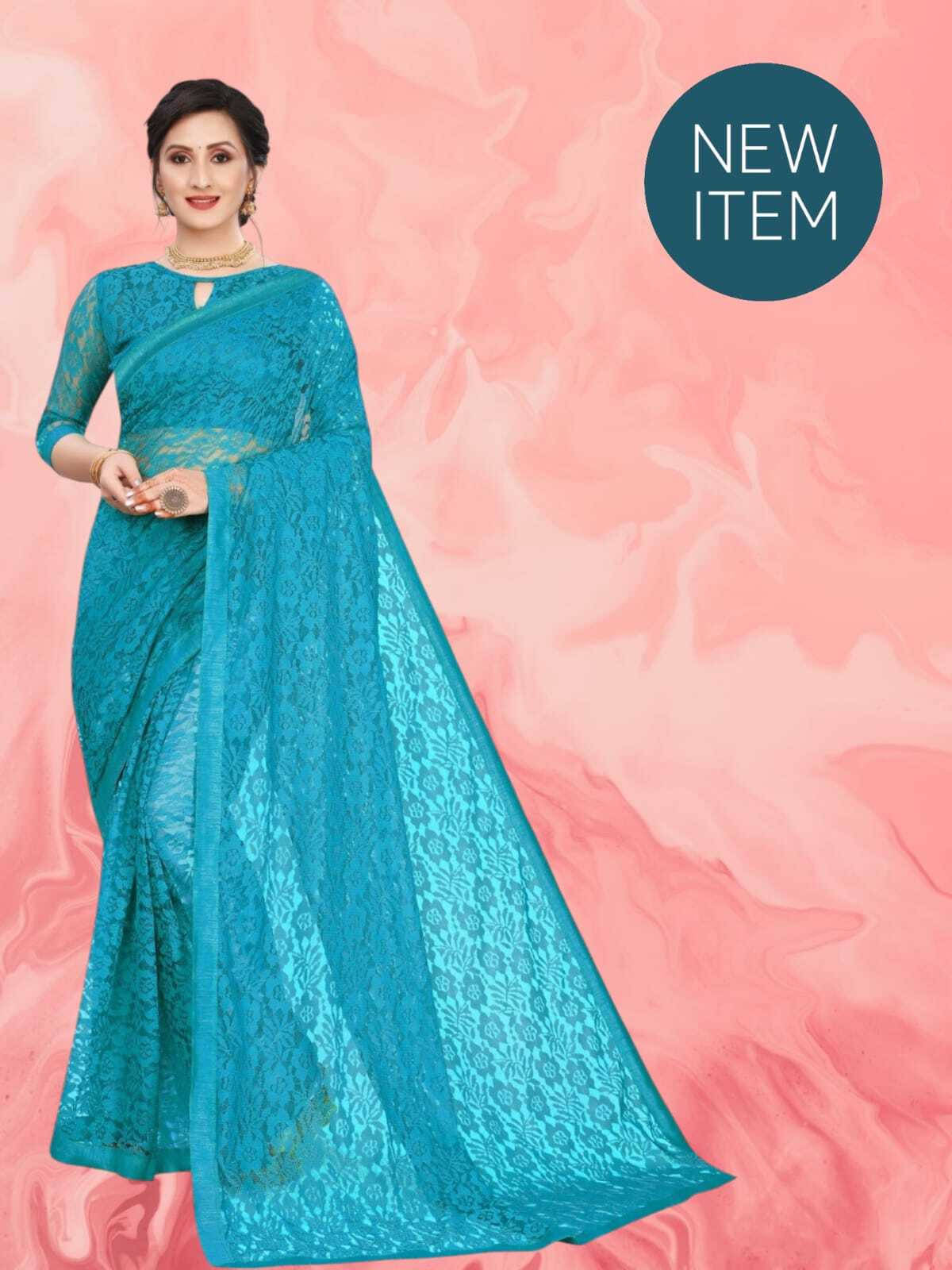     			SAREEYA16 Cotton Blend Self Design Regular Saree With Unstitched Blouse Piece ( Light Blue )