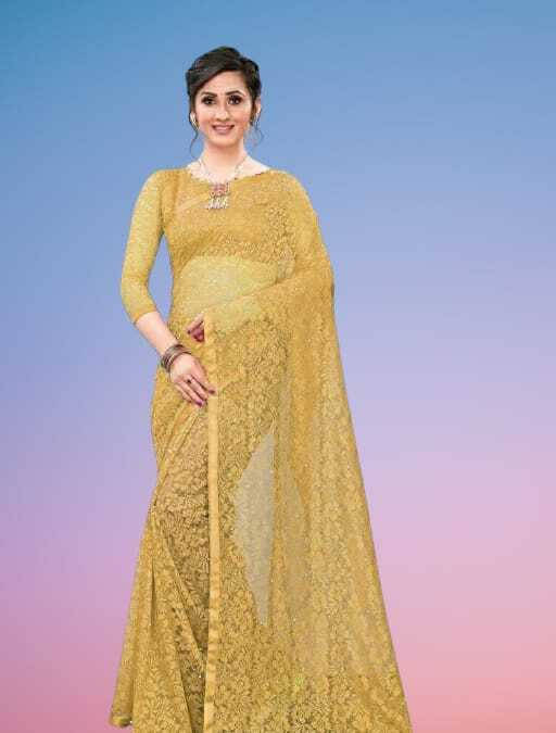 SAREEYA16 Cotton Blend Self Design Regular Saree With Unstitched Blouse Piece ( Gold ) SAREEYA16 Cotton Blend Self Design Regular Saree With Unstitched Blouse Piece ( Gold )