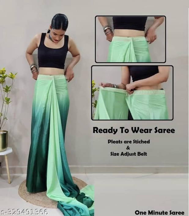 SAREEYA16 Georgette Dyed Regular Saree With Unstitched Blouse Piece ( Green ) SAREEYA16 Georgette Dyed Regular Saree With Unstitched Blouse Piece ( Green )