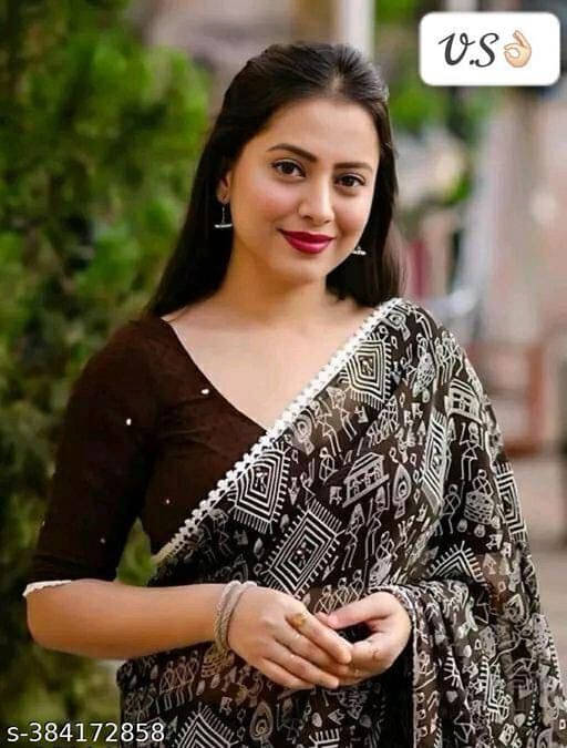 SAREEYA16 Georgette Printed Regular Saree With Unstitched Blouse Piece ( Brown ) SAREEYA16 Georgette Printed Regular Saree With Unstitched Blouse Piece ( Brown )