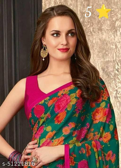 SAREEYA16 Georgette Printed Regular Saree With Unstitched Blouse Piece ( Multicolor )     			SAREEYA16 Georgette Printed Regular Saree With Unstitched Blouse Piece ( Multicolor )