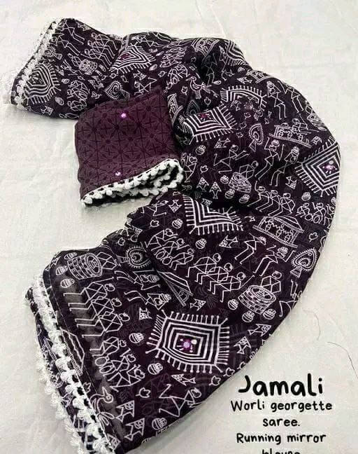 SAREEYA16 Georgette Printed Regular Saree With Unstitched Blouse Piece ( Purple ) SAREEYA16 Georgette Printed Regular Saree With Unstitched Blouse Piece ( Purple )