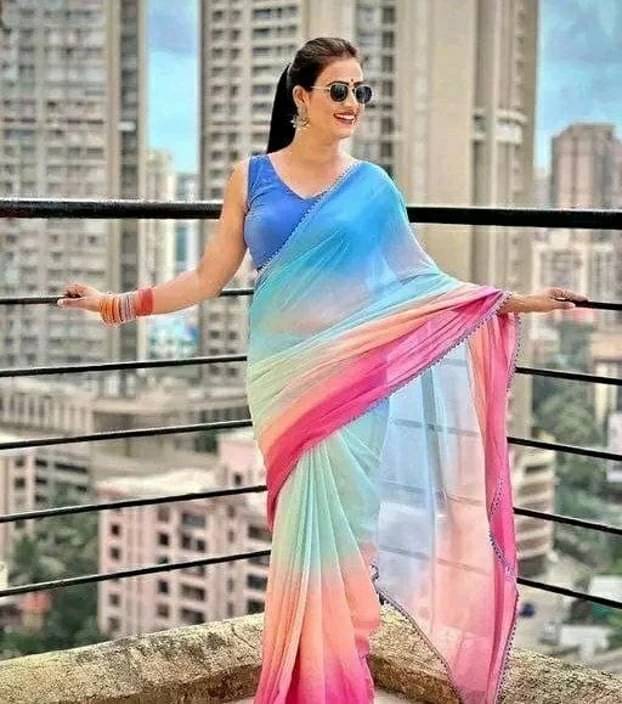     			SAREEYA16 Georgette Printed Regular Saree With Unstitched Blouse Piece ( Multicolor )