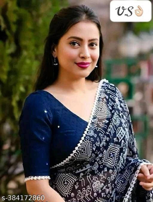     			SAREEYA16 Georgette Printed Regular Saree With Unstitched Blouse Piece ( Blue )