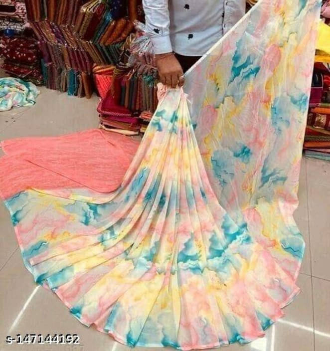 SAREEYA16 Georgette Printed Regular Saree With Unstitched Blouse Piece ( Multicolor ) SAREEYA16 Georgette Printed Regular Saree With Unstitched Blouse Piece ( Multicolor )