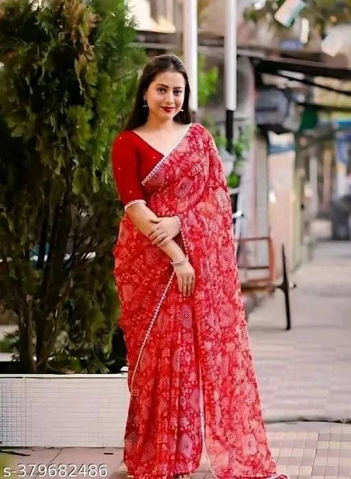 SAREEYA16 Georgette Printed Regular Saree With Unstitched Blouse Piece ( Red ) SAREEYA16 Georgette Printed Regular Saree With Unstitched Blouse Piece ( Red )