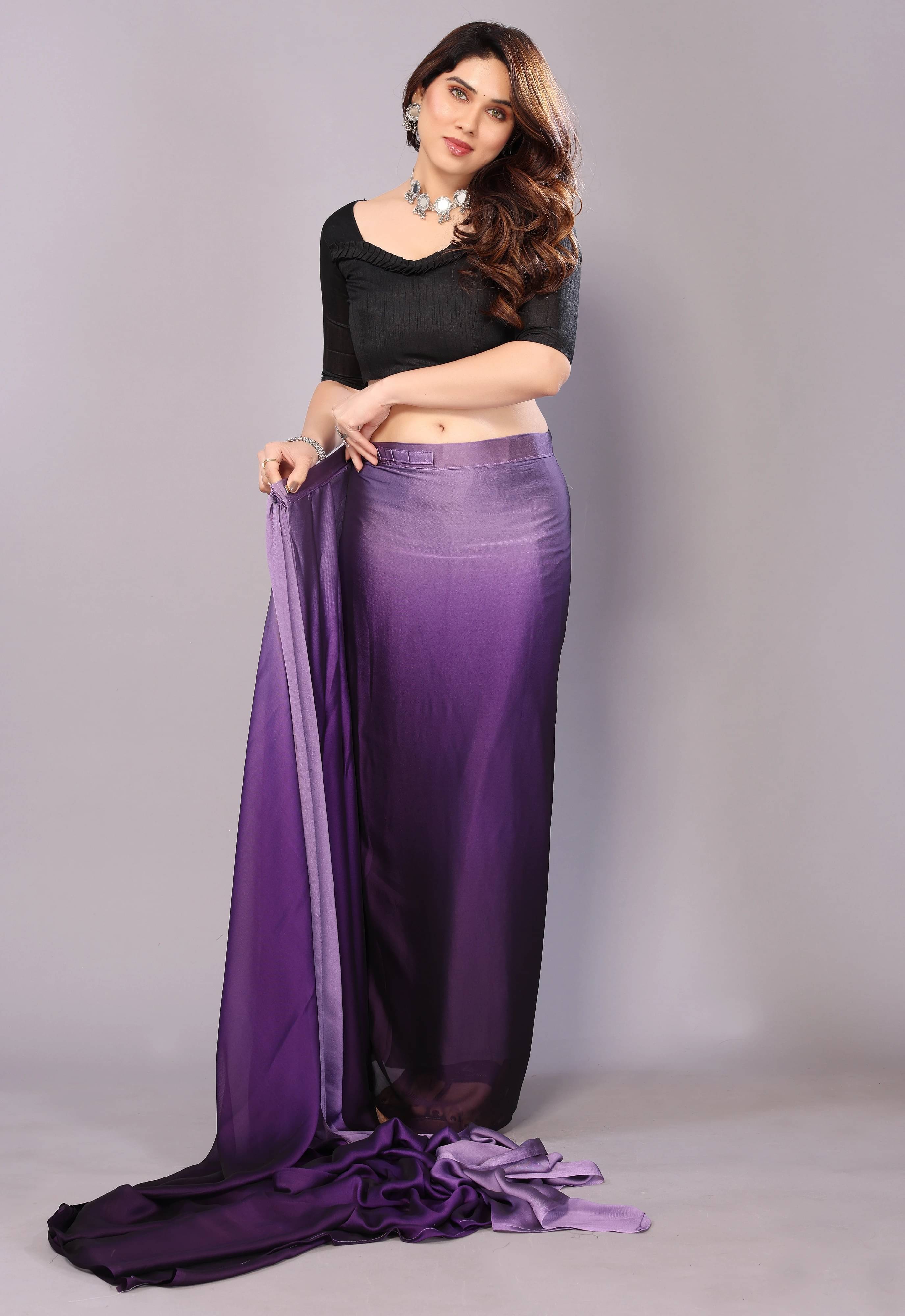     			SAREEYA16 Georgette Printed Regular Saree With Unstitched Blouse Piece ( Purple )