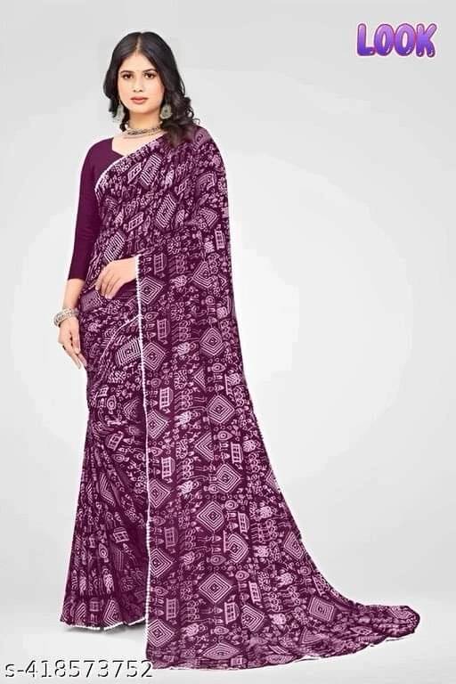 SAREEYA16 Georgette Printed Regular Saree With Unstitched Blouse Piece ( Magenta ) SAREEYA16 Georgette Printed Regular Saree With Unstitched Blouse Piece ( Magenta )