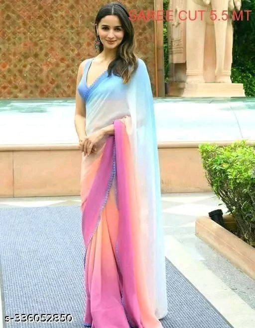     			SAREEYA16 Georgette Printed Regular Saree With Unstitched Blouse Piece ( Multicolor )