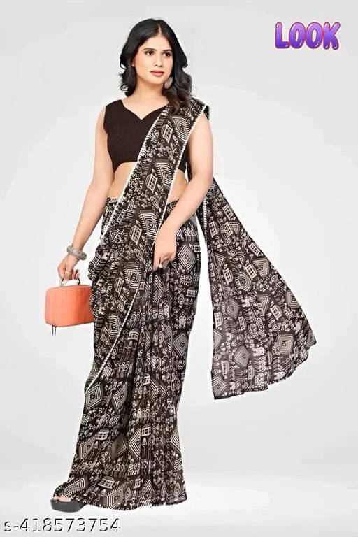 SAREEYA16 Georgette Printed Regular Saree With Unstitched Blouse Piece ( Brown ) SAREEYA16 Georgette Printed Regular Saree With Unstitched Blouse Piece ( Brown )