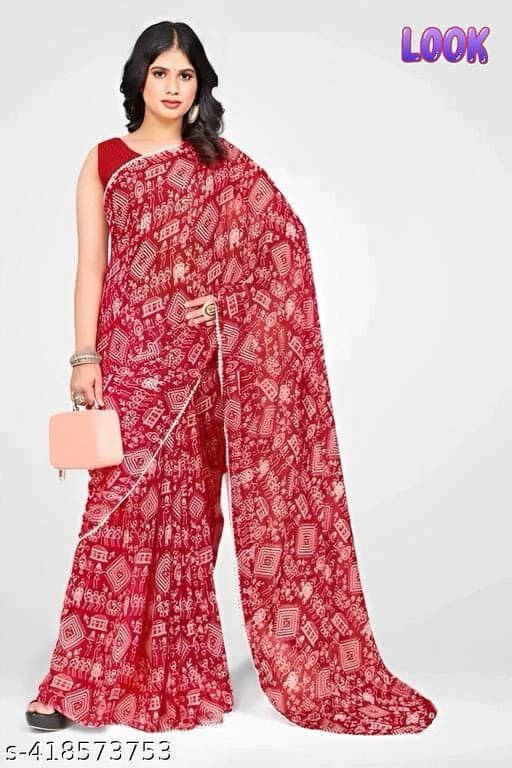 SAREEYA16 Georgette Printed Regular Saree With Unstitched Blouse Piece ( Red ) SAREEYA16 Georgette Printed Regular Saree With Unstitched Blouse Piece ( Red )