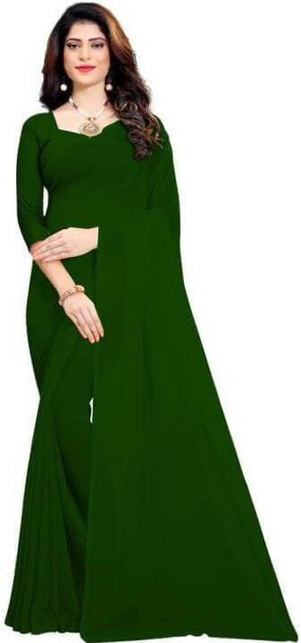     			SAREEYA16 Georgette Solid Regular Saree With Unstitched Blouse Piece ( Green )