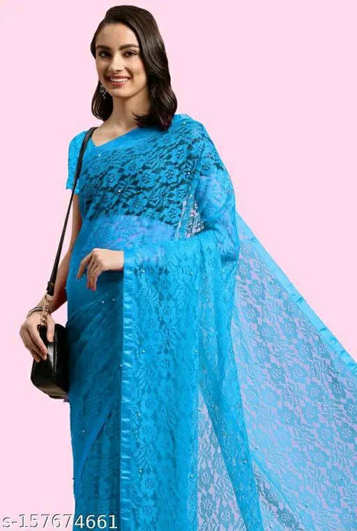 SAREEYA16 Net Printed Regular Saree With Unstitched Blouse Piece ( Blue ) SAREEYA16 Net Printed Regular Saree With Unstitched Blouse Piece ( Blue )