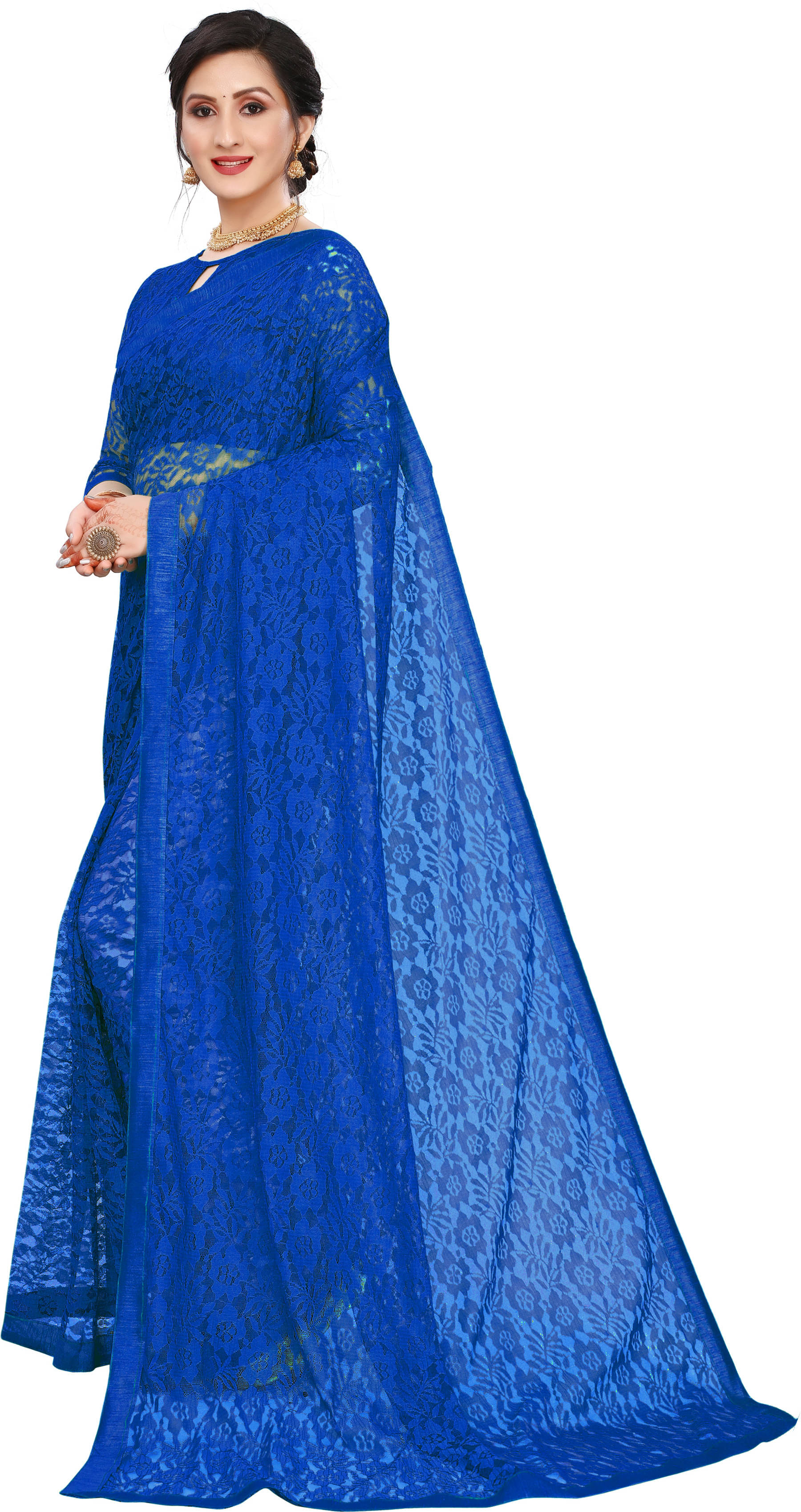 SAREEYA16 Net Printed Regular Saree With Unstitched Blouse Piece ( Blue ) SAREEYA16 Net Printed Regular Saree With Unstitched Blouse Piece ( Blue )