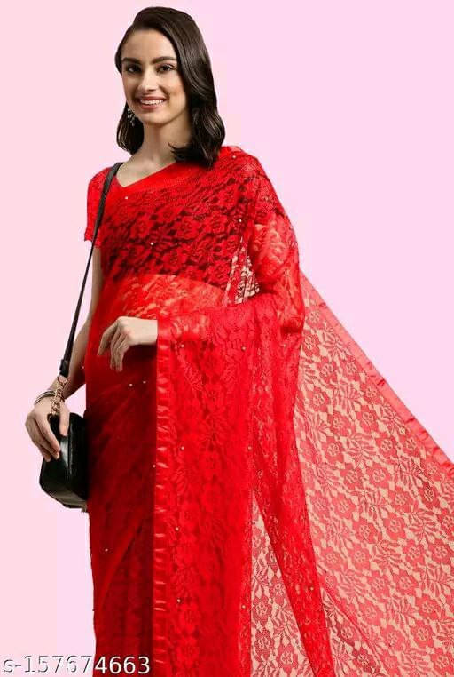     			SAREEYA16 Net Printed Regular Saree With Unstitched Blouse Piece ( Pink )